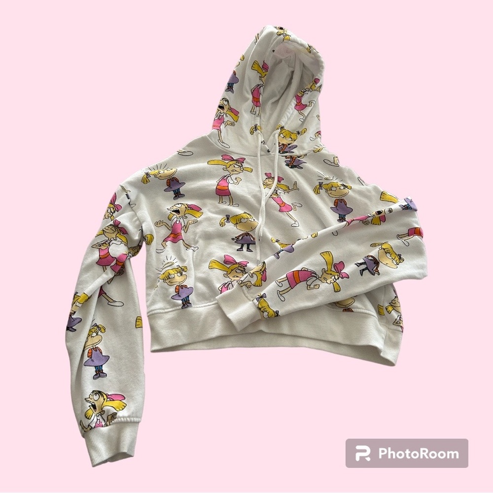 Nickelodeon Rugrats/Hey Arnold helga & angelica mash up crop top hoodie